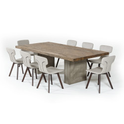 Modrest Renzo Modern Oak & Concrete Dining Table