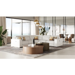 Modrest Frazier - Modern White Leather Sectional Sofa with Recliners