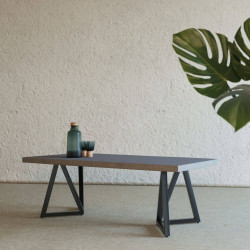 Modrest Richmond Modern Concrete & Black Metal Coffee Table