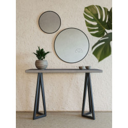 Modrest Richmond Modern Concrete & Black Metal Console Table