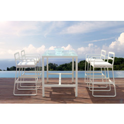 Renava Rita Outdoor White Bar Table Set
