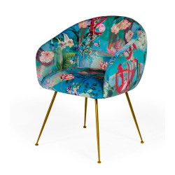 Modrest Roxann - Contemporary Floral Velvet Gold Dining Chair
