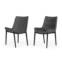  Modrest Roz - Modern Grey Leatherette Dining Chair (set of 2)