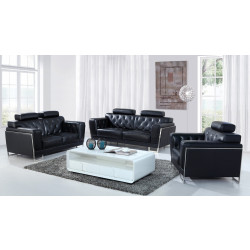 Divani Casa Huron Modern Black Leather Sofa Set