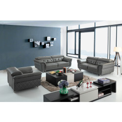 Divani Casa Perry Modern Grey Leather Sofa Set