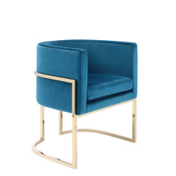 Modrest Betsy Modern Blue Velvet & Gold Dining Chair