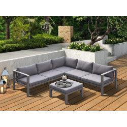 Renava Coastal Outdoor Grey Sectional Sofa & Coffee Table Set