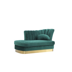 Divani Casa Arvada Modern Green Velvet & Gold Loveseat Chaise