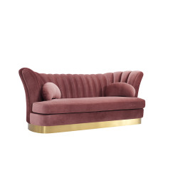 Divani Casa Arvada Modern Pink Velvet & Gold Sofa
