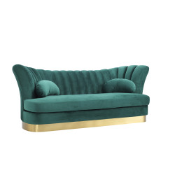 Divani Casa Arvada Modern Green Velvet & Gold Sofa
