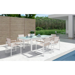 Renava Sago Outdoor White Dining Table Set