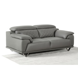 Divani Casa Wolford Modern Grey Leather Loveseat