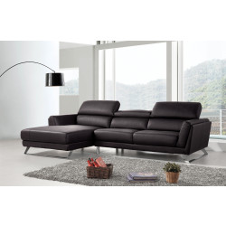 Divani Casa Doss - Modern Black Eco-Leather Left Facing Sectional Sofa