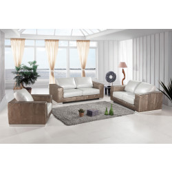 Divani Casa Cordova Modern Bronze & White Leather Sofa Set