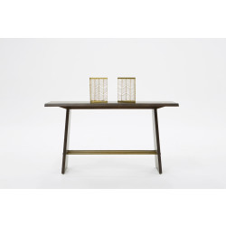 Modrest Selena Modern Acacia & Brass Console Table