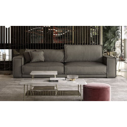 Coronelli Collezioni Sevilla - Italian Contemporary Grey Leather Sofa