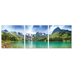 Modrest Alpine Lake 3-Panel Acrylic Painting