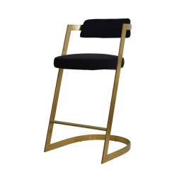 Modrest Shandra - Black Velvet + Gold Counter Stool