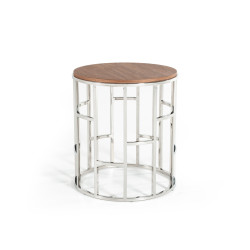 Modrest Silvia Modern Walnut & Stainless Steel End Table