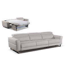 Accenti Italia Snooker - Modern Leather Grey - White Sofa Bed with Recliner