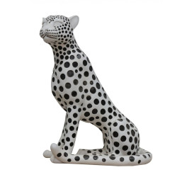 Modrest Snow Leopard - White & Black Sculpture