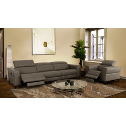 Divani Casa Nella - Modern Dark Grey Leather Sofa w/ Electric Recliners
