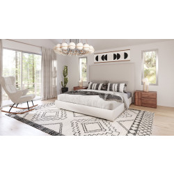 Nova Domus Sogno - Italian Modern Beige Fabric High Headboard Bed