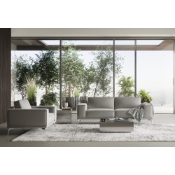 Coronelli Collezioni Soho - Contemporary Italian Light Grey Leather Sofa
