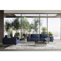 Coronelli Collezioni Soho - Italian Maya Blue Leather Sofa