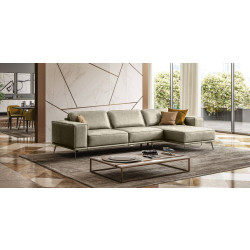 Coronelli Collezioni Soho - Italian Right Facing Grey Maya Cloud Leather Sectional Sofa