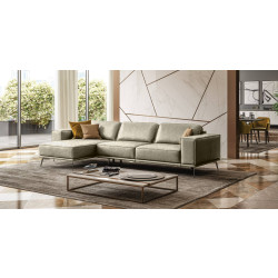 Coronelli Collezioni Soho - Italian Left Facing Grey Maya Cloud Leather Sectional Sofa