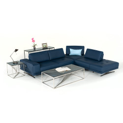 Estro Milano Spazio Italian Modern Blue Leather Sectional Sofa