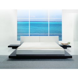 Modrest Spencer Modern Wenge and White Leatherette Bed