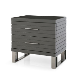 Modrest Splendor - Grey High Gloss Slatted Nightstand