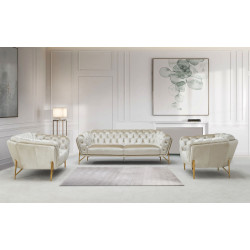 Divani Casa Stella - Transitional Beige Velvet Sofa Set