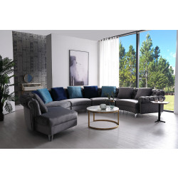 Divani Casa Darla - Modern Grey Velvet Curved Sectional Sofa