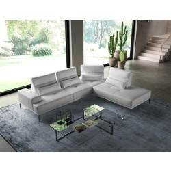 Coronelli Collezioni Sunset - Contemporary Italian White Leather Right Facing Sectional Sofa