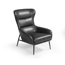 Divani Casa Susan Modern Dark Grey Leatherette Lounge Chair