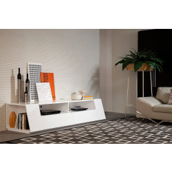 Bavaro Base - Modern White Lacquer TV Entertainment Center
