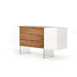 Modrest Sven Contemporary White & Walnut Floating Buffet