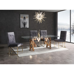 Modrest Javier Modern Glass & Rosegold Dining Table