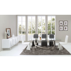 Modrest Adelaide Modern Stainless Steel & Glass Dining Table