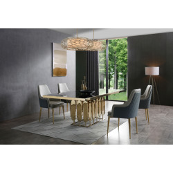 Modrest Griffith Modern Black Glass & Gold Dining Table