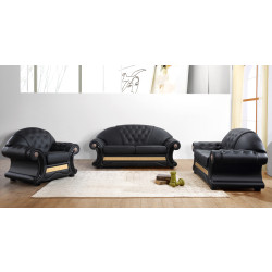 Divani Casa Cleopatra Traditional Black Leather Sofa Set