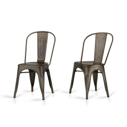 Elan - Modern Rust Metal Dining Chair (Set of 2)