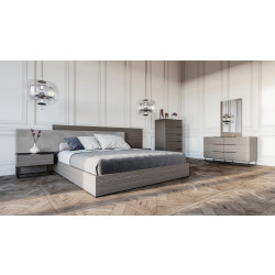 Nova Domus Enzo Italian Modern Grey Oak & Fabric Bedroom Set