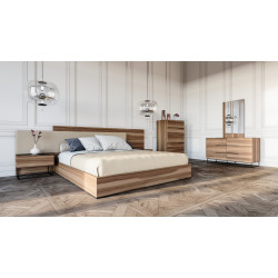Nova Domus Matteo Italian Modern Walnut & Fabric Bedroom Set