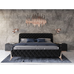 Modrest Legend - Modern Black Velvet & Rosegold Bed