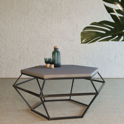 Modrest Tartan Modern Concrete & Black Metal Coffee Table