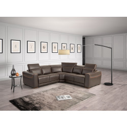 Estro Salotti Thelma Modern Brown Italian Leather Sectional Sofa